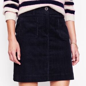 Boden Navy A-Line Skirt Corduroy
